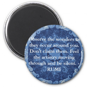 Rumi sayings and quotes about WONDERS Refrigerator Magnets