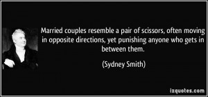 Married couples resemble a pair of scissors, often moving in opposite ...