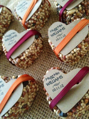 petite bird seed hearts with personalized tag birdseed wedding favor ...