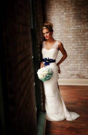 Navy Blue and White Wedding Dresses