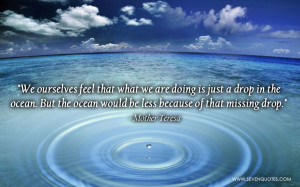 We ourselves feel that what we are doing is just a drop in the ocean ...