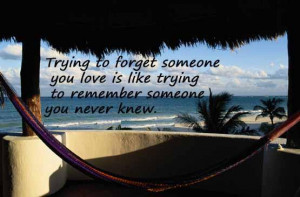 Trying to forget someone you love is like trying to remember someone ...