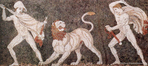 Lion Hunt Ancient Macedonian Mosaic (3 rd century BC)