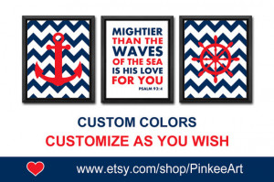nautical bible quotes nursery chevron anchor kids wall art baptism ...