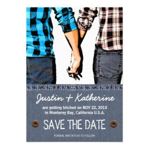 ... Wedding Save The Date Couple Holding Hands Personalized Announcement