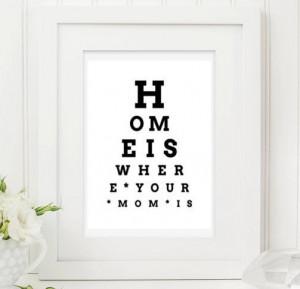 Home is Where your Mom is. Eye Chart Style Wall Typography art quote ...
