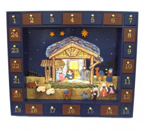 Kurt Adler Wooden Nativity Advent Calendar with 24 Magnetic Figures