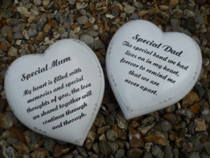 Grave Memorial Heart Special Mum Dad Parent White Hearts Verse ...