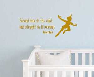 Peter-Pan-Quote-second-star-Vinyl-Sticker-nursery-room-Bedroom-Wall ...