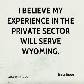 Bruce Brown - I believe my experience in the private sector will serve ...