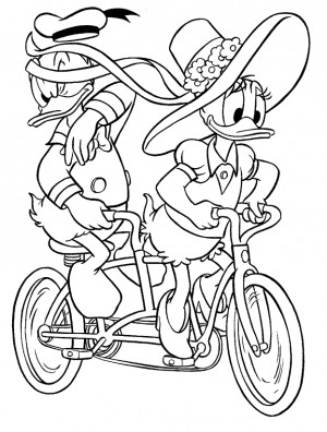 Coloring-Pages-of-Daisy-Duck-and-Donald-Duck-on-Cycle1.gif