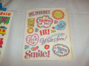 vintage stickers hallmark flower power sayings sheet retro just a note ...