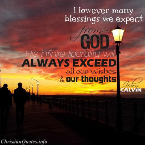 John Calvin Quote Blessings from God sunset and people walking on