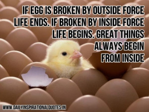 If egg is broken by outside force life ends if broken by inside force ...