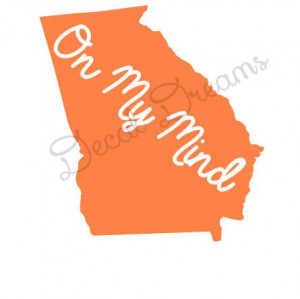 ... Vinyl Decal On My Mind Small Large Georgia Car Decal Peach State