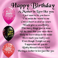 ... Coaster A Mother in Law Poem - Happy Birthday + FREE GIFT BOX