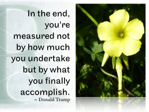 In the end, you’re measured not by how much you undertake but by ...