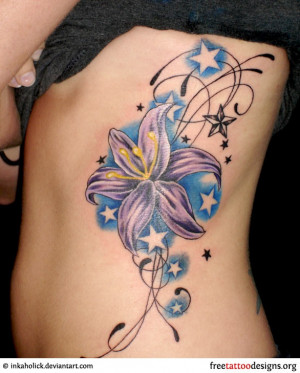 Colored Cherry Blossom Flowers Feminine Tattoo On Shoulder