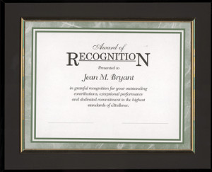 award of recognition sample plaque