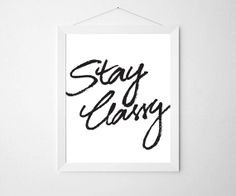Ron Burgundy Stay Classy Print // Black and White // by colorbee