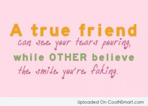 Best Friend Quote: A true friend can see your tears...