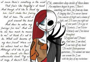 Sally and Jack (Nightmare before Christmas) by WilloWhisper18
