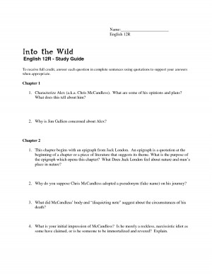 Into the Wild Study Guide - SOCSD Staff Blogs