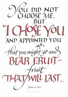 John 15:16a ~ You did not choose me. I Chose You and appointed you so ...