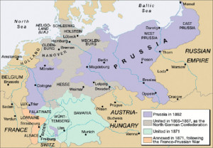 Much simplified map of the German Unification process in the ...