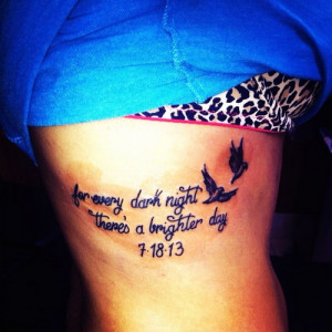 Memorial Quote Tattoo On Side Rib