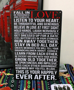 Details about Fall in LOVE be Passionate & Fearless Tin Metal Sign ...