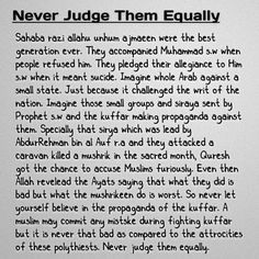 Never Judge Them Equally More