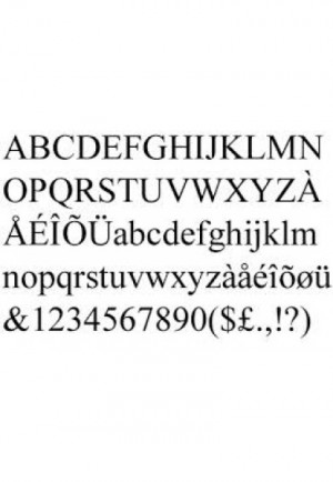 Times New Roman Font Letters and numbers