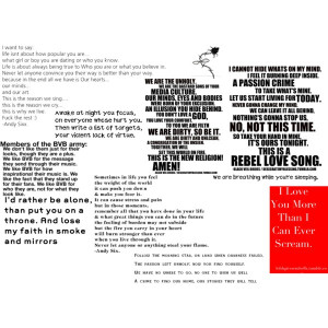 BVB quotes and song lines (Emily)