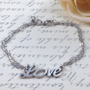 Love charm bracelet, quote charm bracelet, couples bracelet, heart ...
