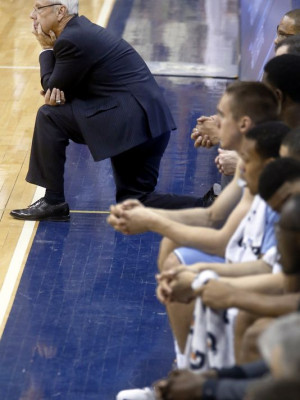 North Carolina coach Roy Williams, left, watches as Pitt built a big ...