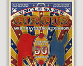 UNCLE SAMs CIRCUS, vintage style political poster, political satire, p ...