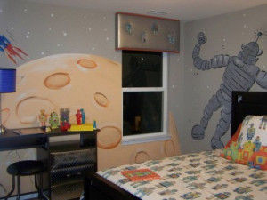 Random attachment Kids Bedroom with Ceiling Space Wall Mural