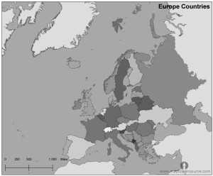 black and white map of europe countries