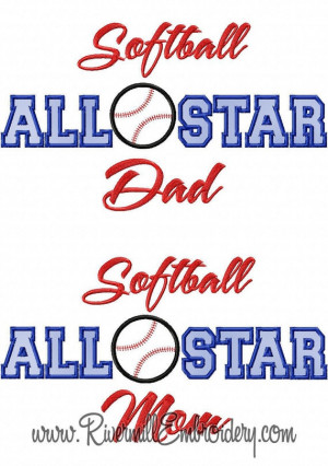 Softball All Star Mom & Dad Applique by RivermillEmbroidery, $4.95