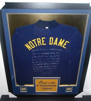 ... RUETTIGER FRAMED AUTOGRAPHED NOTRE DAME JACKET w/MOVIE QUOTE & JSA COA