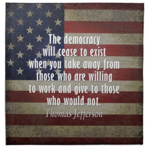 Quote on Democracy, Socialism and Taxes Printed Napkins