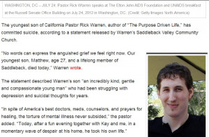 Related to Matthew Warren Son Of Rick Warren Commits Suicide