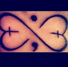 Love this idea. Loaded meaning. Semicolon, infinity, heart, and cross ...