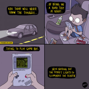 ... night trying to play Game Boy with nothing but street lights animation