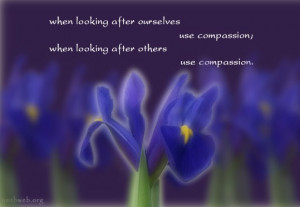 ... ourselves use compassion; When looking ater others, use compassion