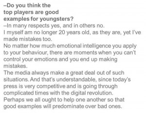 Mou on star players being role models: