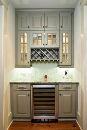 Suzie: via Pinterest Butler’s pantry with gray cabinets, wine rack ...
