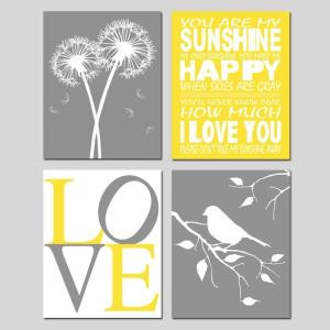 Nursery Quad - Set of Four 8x10 Prints - You Are My Sunshine, LOVE ...