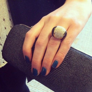 Rachel Zoe: domed crystal ring & Margaux clutch